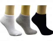 Meias Kit c/3 Selene Sport Sapatilha - Branco/Cinza/Preto Atacado